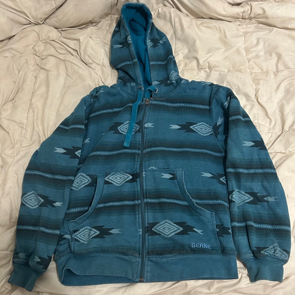 Blue Patterned Women’s zip up hoodie